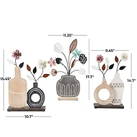 Floral Patterned Vase Sculpture Set