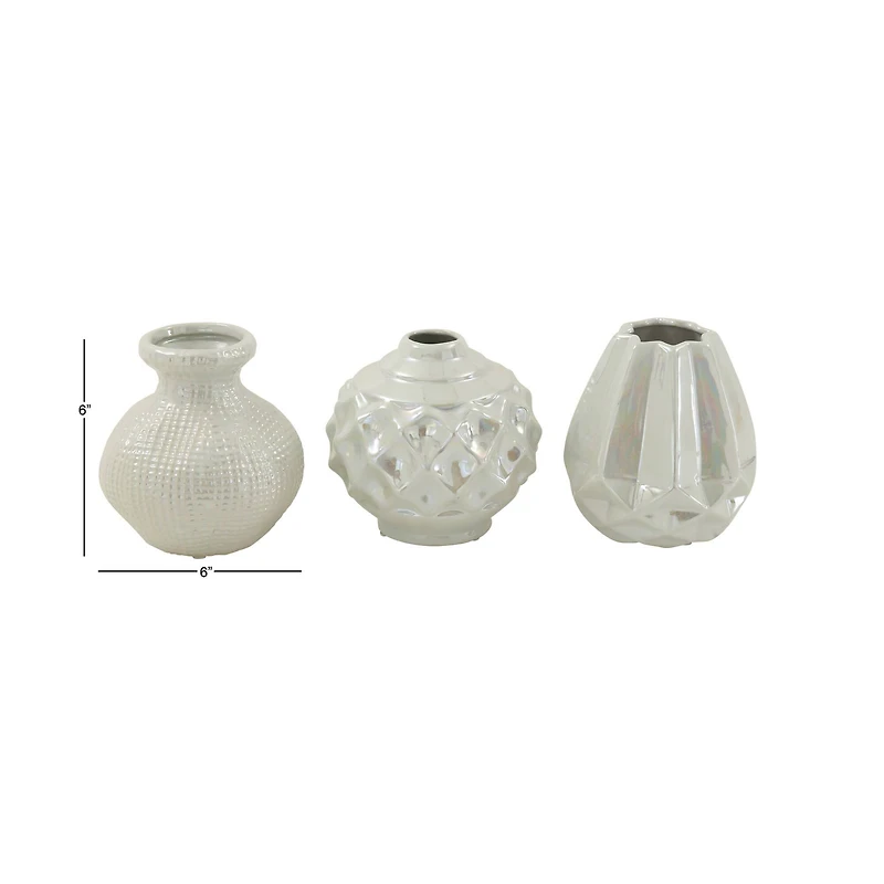 CosmoLiving by Cosmopolitan Cream Stoneware Glam Vase Set