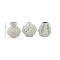 CosmoLiving by Cosmopolitan Cream Stoneware Glam Vase Set