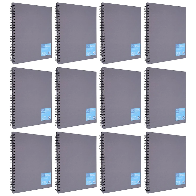 12 Pack: Gray Wirebound Sketchbook by Artist's Loft™, 8.5" x 11"