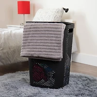 Mind Reader 60L Black Ventilated Slim Laundry Hamper with Cut Out Handles & Hinged Lid