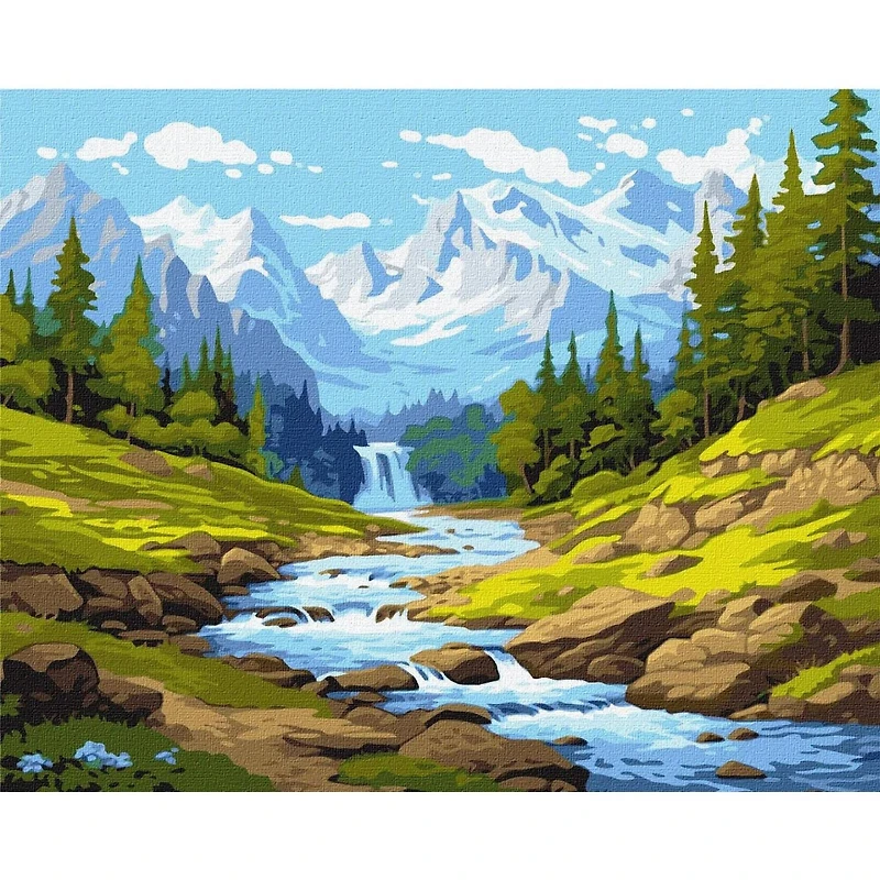 Ideyka A Stream in the Mountains Painting by Numbers Kit