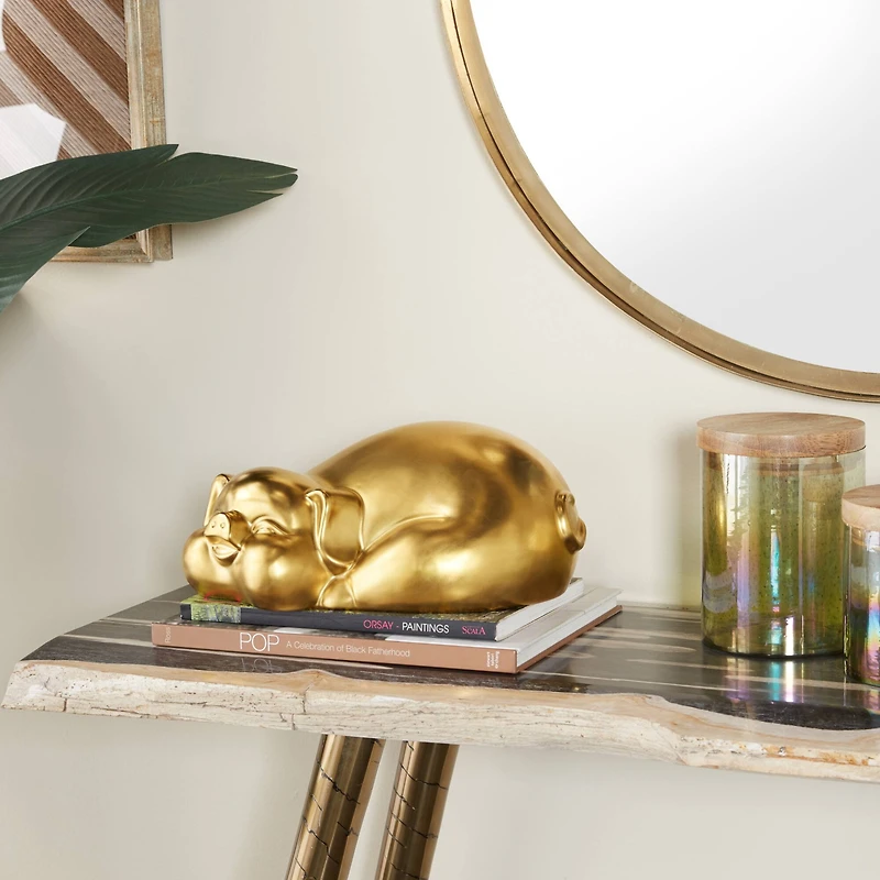 CosmoLiving by Cosmopolitan Gold Porcelain Glam Sculpture, 5" x 13" x 9"