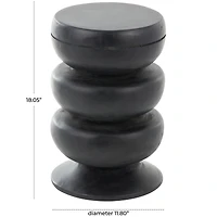 18" Black Wood Handmade Bubble Inspired Accent Table