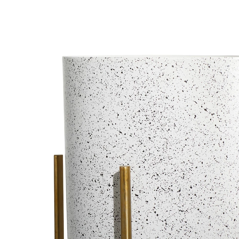 Set of 2 Gold Metal Contemporary Planter, 39", 46"