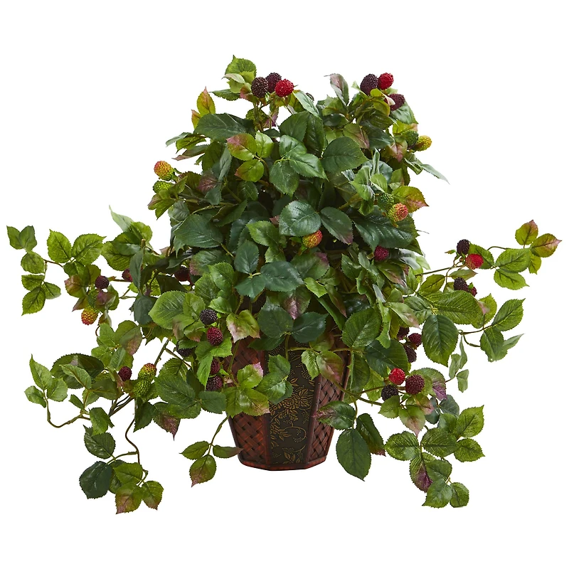 19" Raspberry Artificial Plant in Decorative Planter