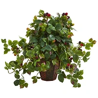 19" Raspberry Artificial Plant in Decorative Planter