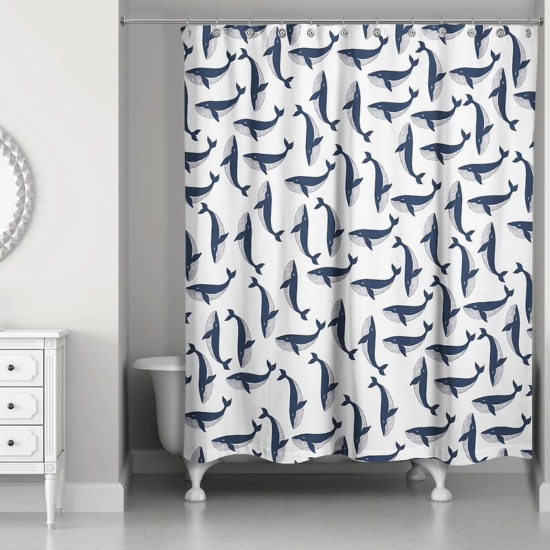 Whale Pattern 71" x 74" Shower Curtain
