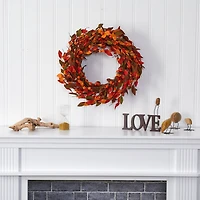 20" Harvest Leaf & Mini Pumpkin Wreath