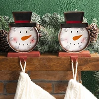Glitzhome® 7" Marquee LED Snowman Head Stocking Holder Set