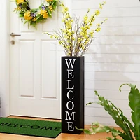 Glitzhome® 30" Black Wood Boxed Welcome Home Porch Sign