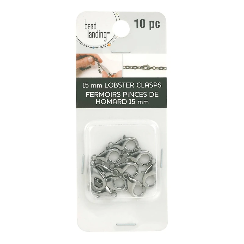 12 Pack: Hematite Lobster Claw Clasp by Bead Landing™, 15mm