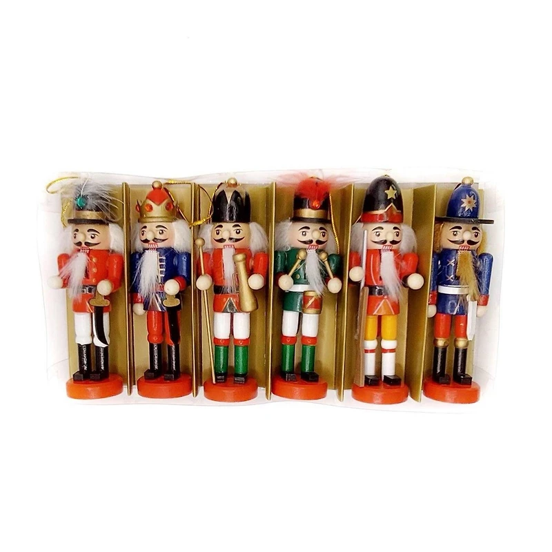 Wizardi 5" Classic Wooden Nutcracker Festive Decoration Set