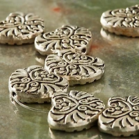 Silver-Plated Metal Heart Beads, 18mm by Bead Landing™