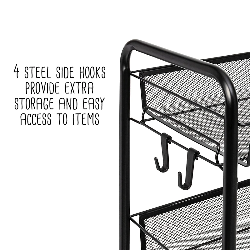 Honey Can Do Black 5-Tier Rolling Storage Cart