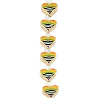 Rainbow Stripe & Gold Heart Beads, 9mm by Bead Landing™