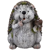 8.5" Hedgehog with Mushroom Outdoor Garden Statue
