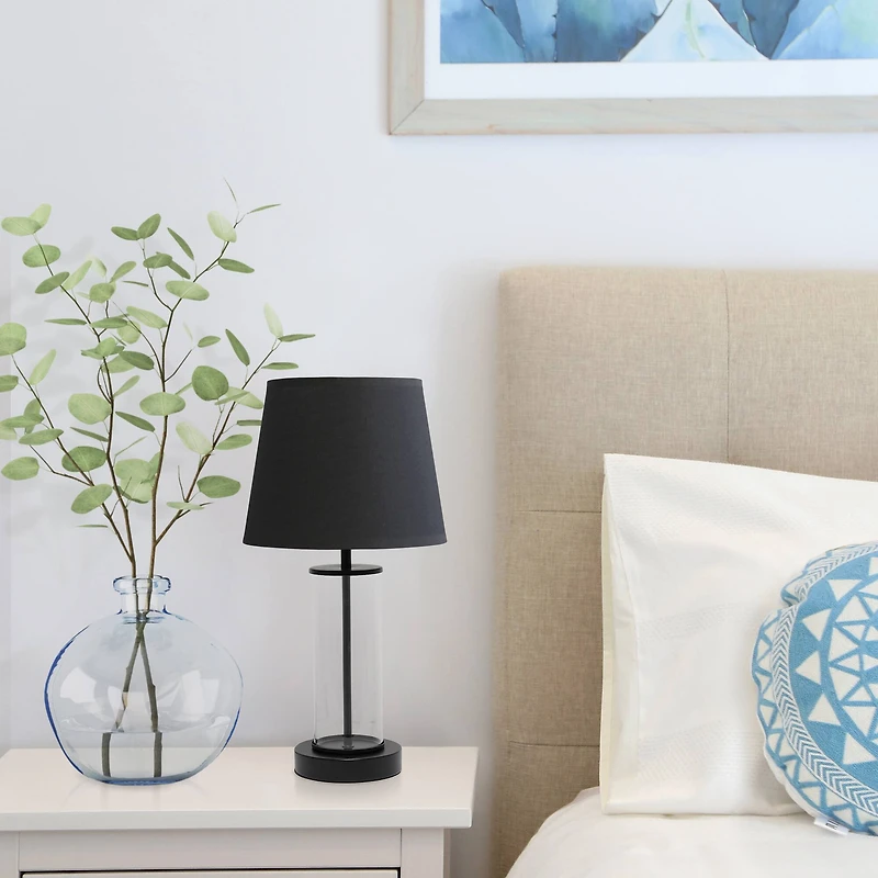 Simple Designs 17" Encased Metal & Clear Glass Table Lamp
