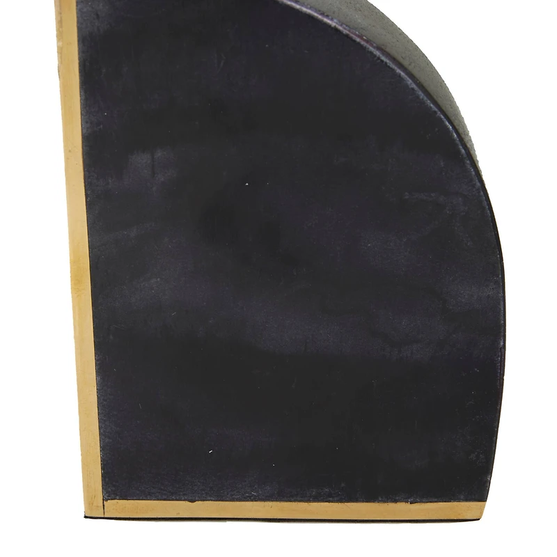 CosmoLiving by Cosmopolitan Set of 2" Black Marble Glam Bookends, 6" x 4" x 2"