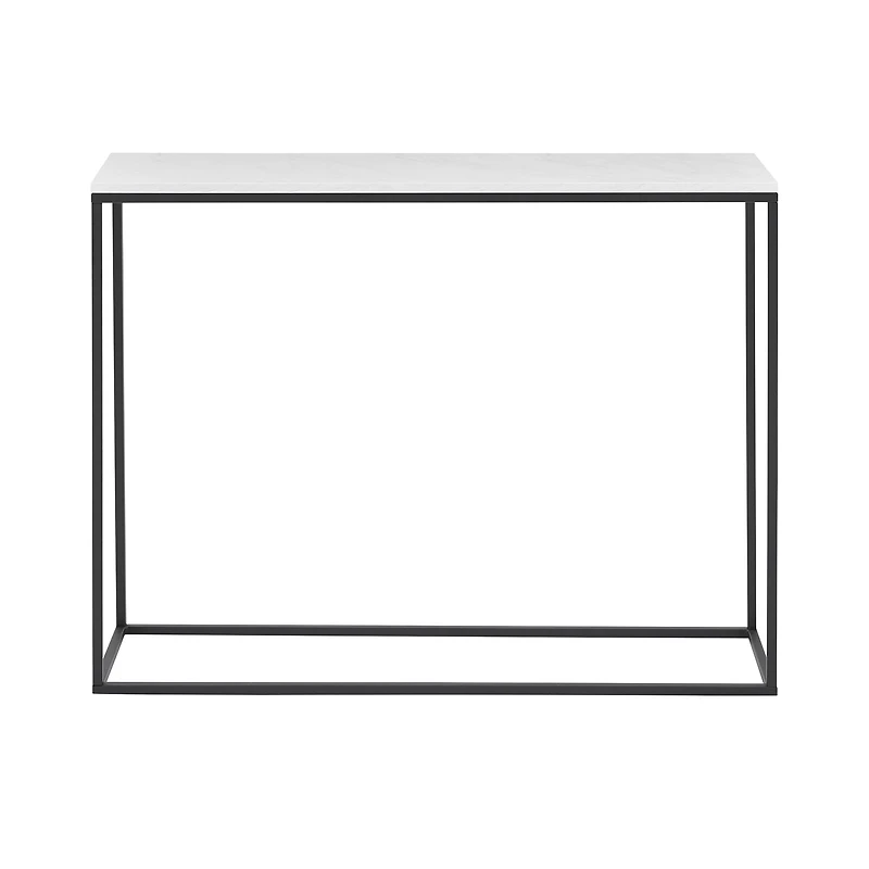 Walker Edison Faux White Marble/Black Open Box Entry Table