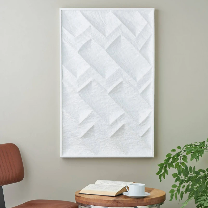 White metal geometric dimensional wall décor