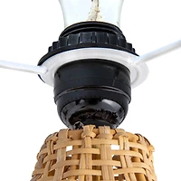 Hello Honey® 21.5" Natural and Black Boho Woven Cane Table Lamp with Linen Shade