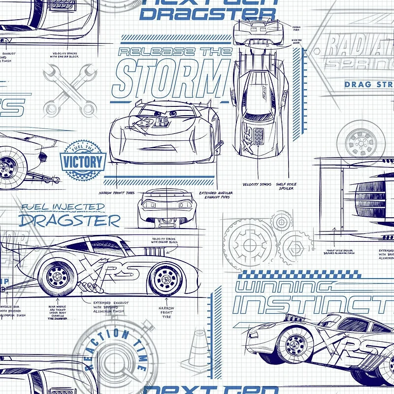 RoomMates Disney Pixar Cars Schematic Peel & Stick Wallpaper