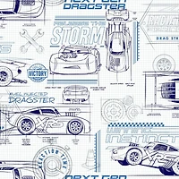 RoomMates Disney Pixar Cars Schematic Peel & Stick Wallpaper