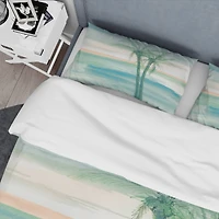Designart Peaceful Dusk II Tropical Coastal Duvet Cover Set