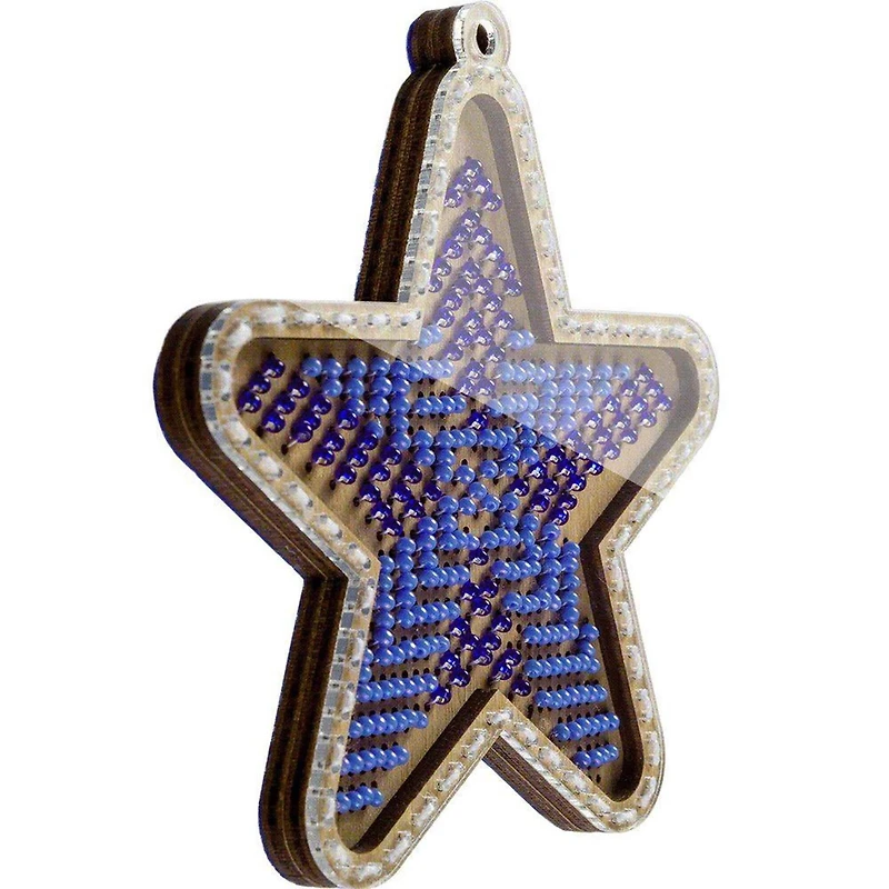 Wonderland Crafts Blue Star Bead Embroidery on Wood Kit