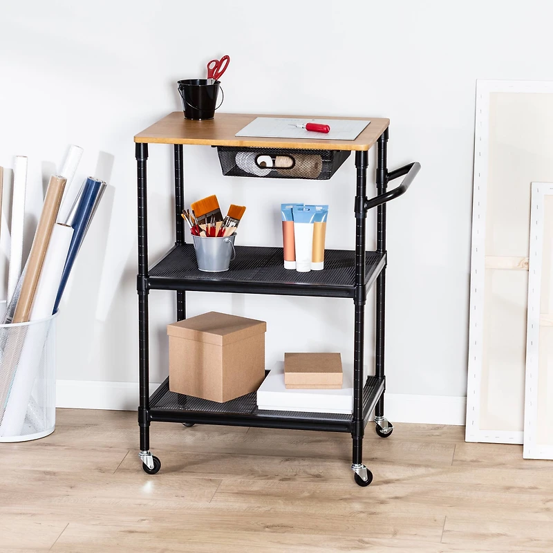 Honey Can Do Black Matte Rolling Storage Cart