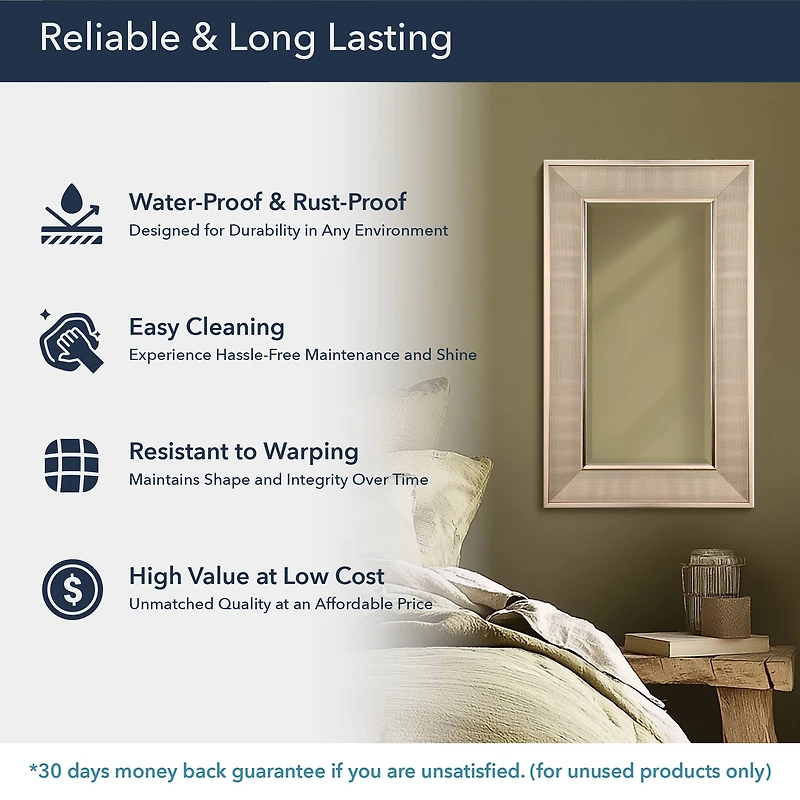 Head West Pave Brushed Nickel Stylish Bathroom & Wall Mirror