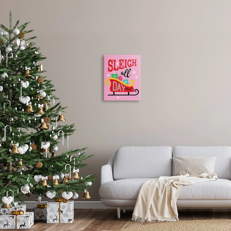 Stupell Industries Sleigh All Day Bold Gift Sled Canvas Wall Art