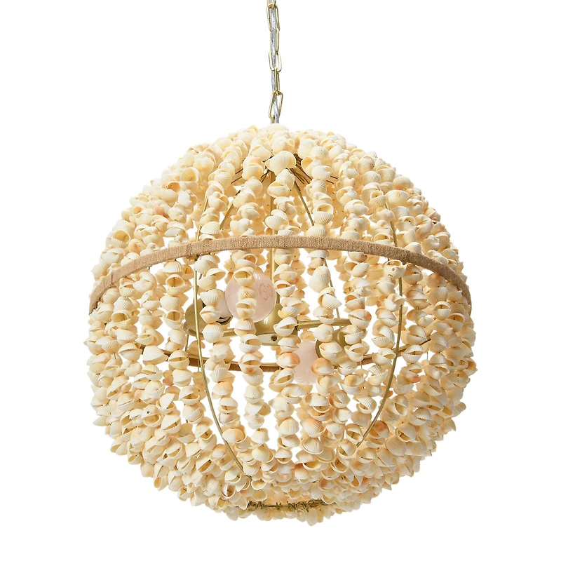 Hello Honey® 19" Round Ball Metal and Shell Ceiling Light
