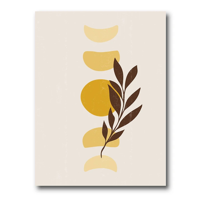 Designart - Abstract Geometrical Sun and Moon With Leaf VII