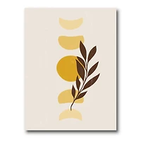 Designart - Abstract Geometrical Sun and Moon With Leaf VII