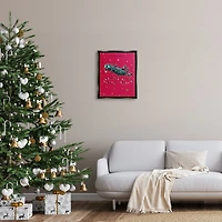 Stupell Industries Feline Festive Christmas Cat Black Framed Floater Canvas Wall Art