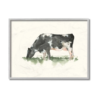 Stupell Industries Grazing Cow Gray Framed Wall Art