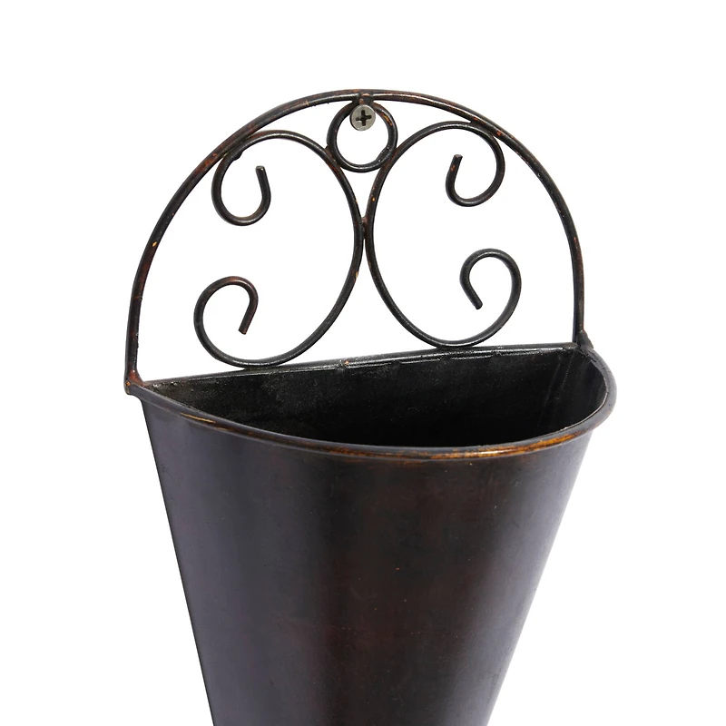 Black Metal Cone Rustic Planter Set