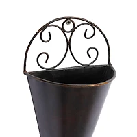 Black Metal Cone Rustic Planter Set
