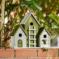 Glitzhome® 14.75" Distressed Wood Villa Birdhouse with 3D Ladder