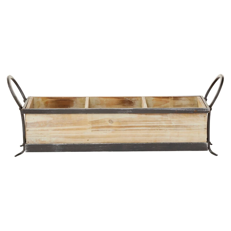 22" Brown Wood Farmhouse Tray