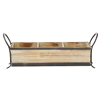 22" Brown Wood Farmhouse Tray