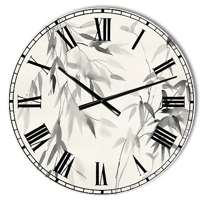 Designart 'Bamboo Leaves Ii Farmhouse Wall Clock