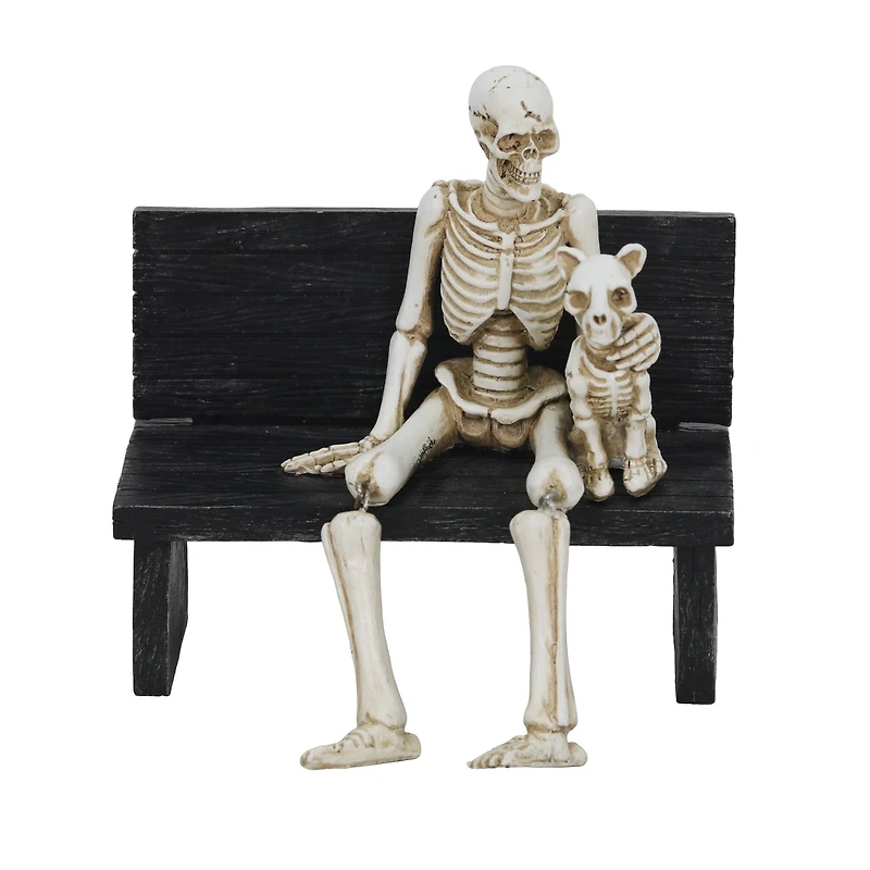 6" Skeleton & Cat on Bench Tabletop Décor by Ashland®