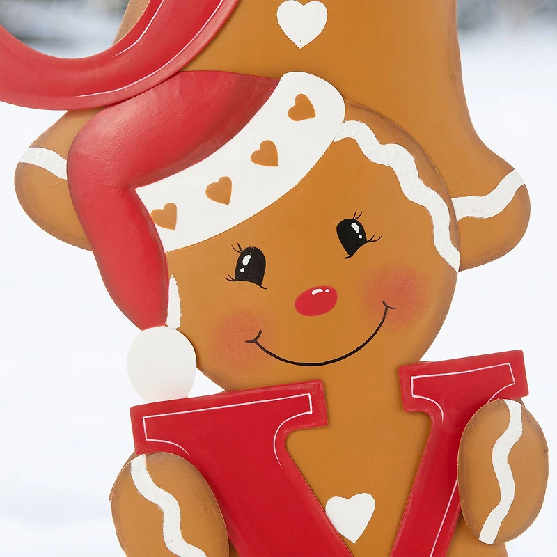 Glitzhome® 46.75'' JOY Gingerbread Man Metal Yardstakes