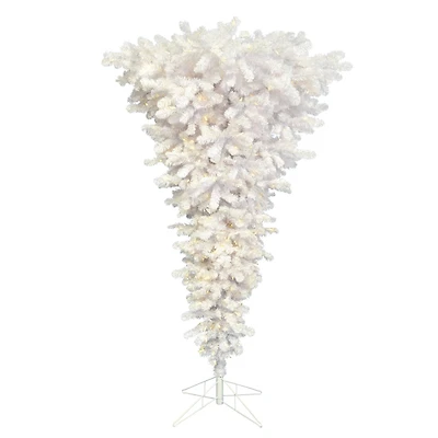 5.5ft. Pre-Lit White Upside Down Artificial Christmas Tree, White LED Lights