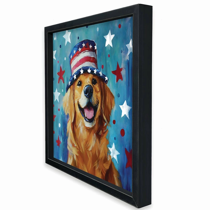 16" x 16" Patriotic Golden Retriever Framed Print