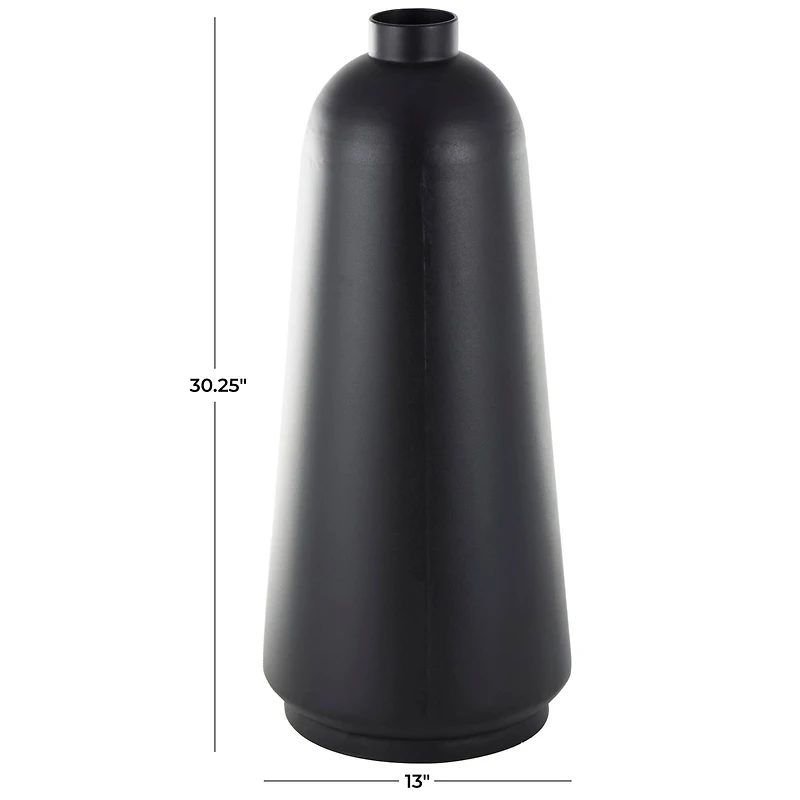 Black Metal Vase with Narrow Opening