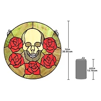 Design Toscano Beauty & Decay Gothic Skull Stained Glass Window